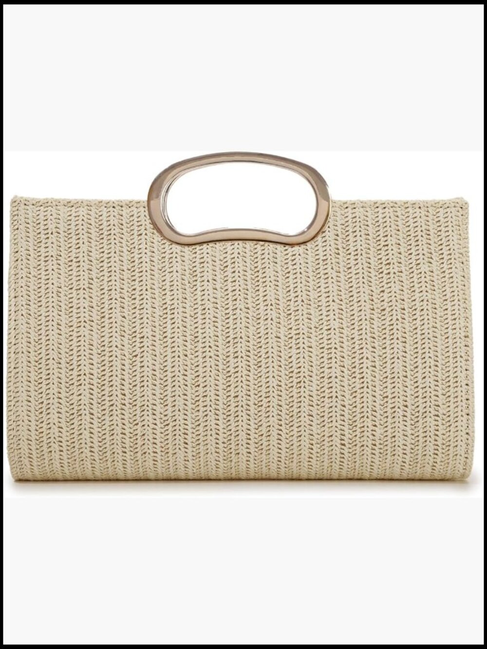 Straw Woven Clutch Purse Evening Bag Beach Vacation Handbag Top Handle Crossbody - Picture 1 of 7